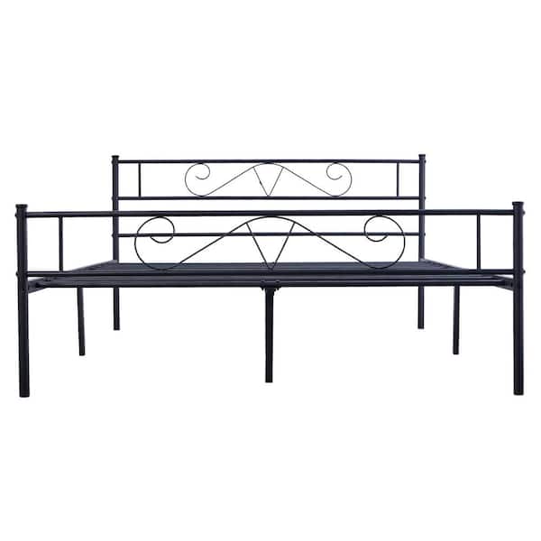 ZIRUWU Full Bed Frames with Modern Headboard, Metal Bed-Frame with Storage, No Box Spring Needed, Heavy Duty Steel Slat