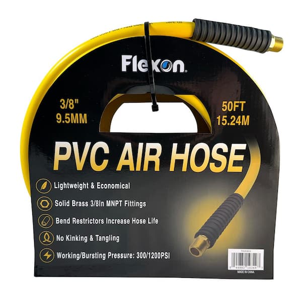 Flexon 3/8 in. x 50 ft. PVC Air Hose with Solid MNPT Fittings