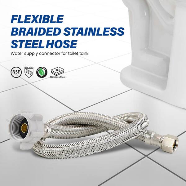 thumbnail image 2 of 35-Inch Universal Toilet Water Supply Line – Braided Stainless Steel, 3/8" Comp X 7/8" BC 2 of 5