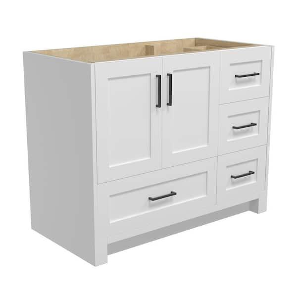 42 in. W x 21.5 in. D Bath Vanity Cabinet without Top Bathroom Vanity Modern Solid Wood in White Assembled