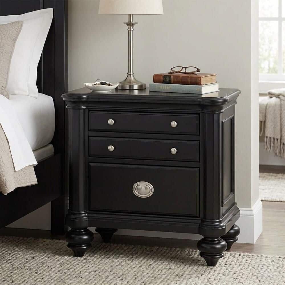 Avenelle Black 3 Drawers 28 in. W Nightstand price history on PriceWatchPro