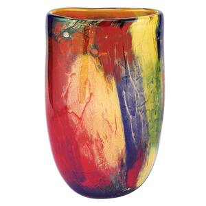 Firestorm 11 in. Mouth Blown Oval Thick Walled Decorative Vase