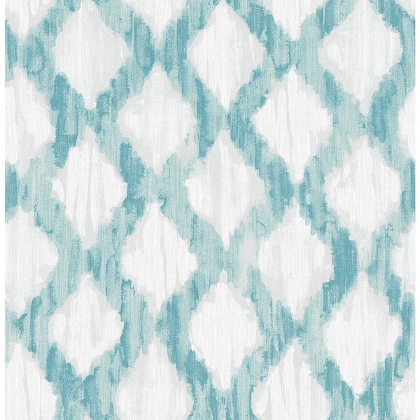 NuWallpaper Teal Floating Trellis Blue Wallpaper Sample