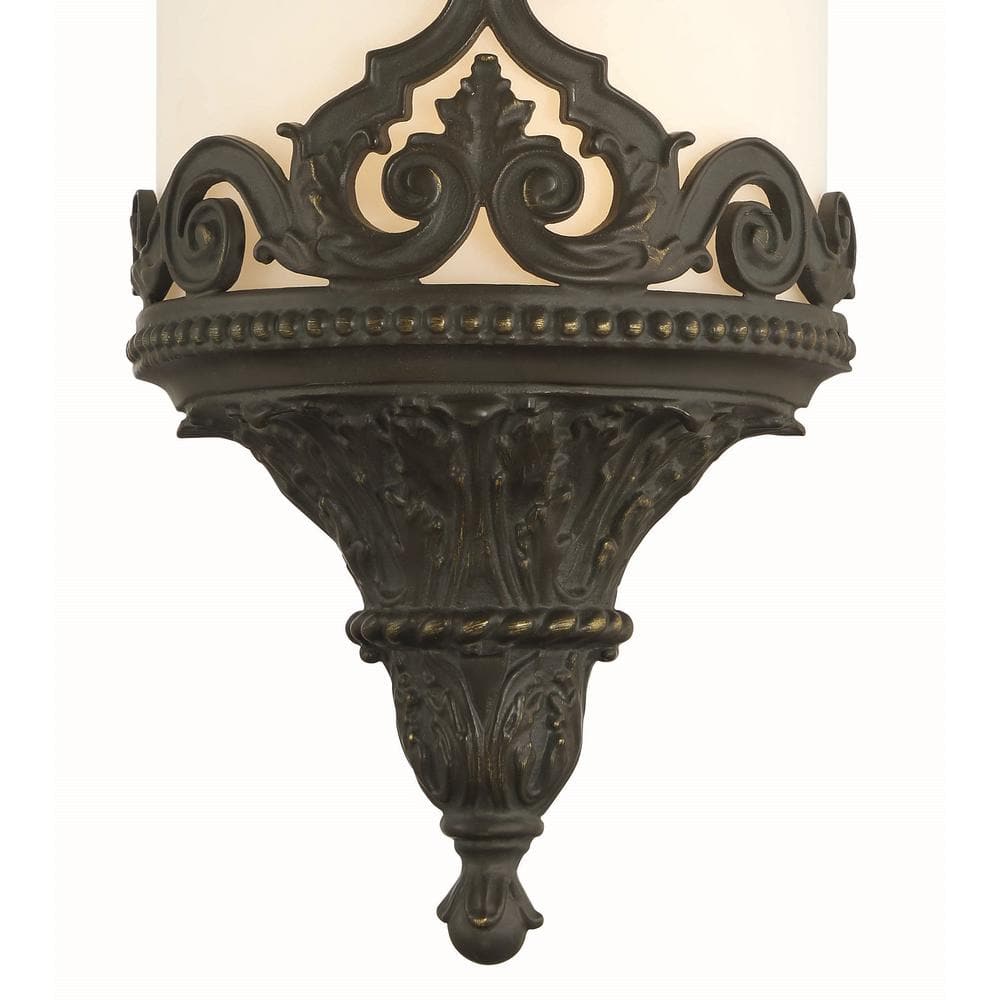 Aged Bronze Wall Sconce with White Faux Alabaster Shade