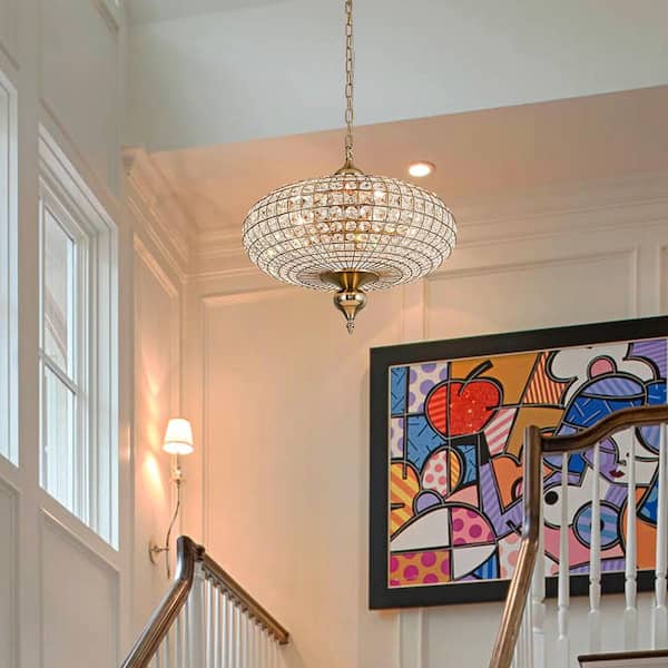 Allenglade 5-Light 20 in. Unique Antique Bronze Globe Chandelier with Crystal Accents