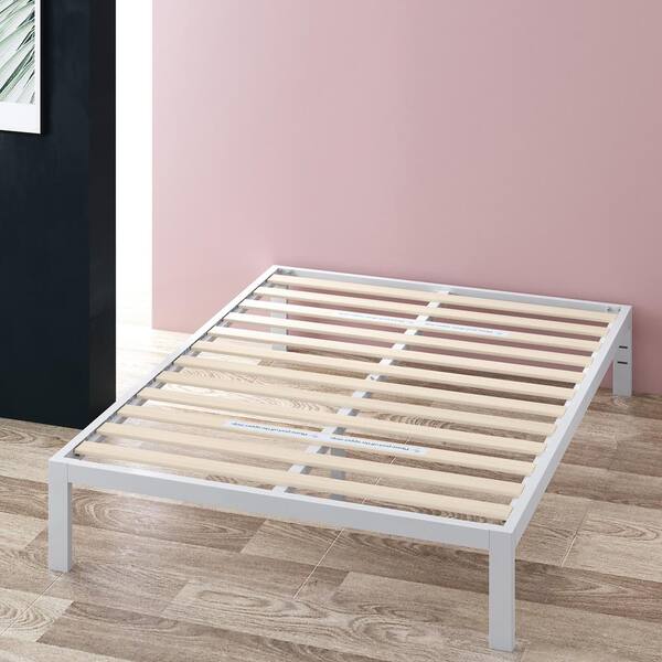 Zinus Mia White Full Metal Platform Bed, How To Attach A Headboard Zinus Bed Frame