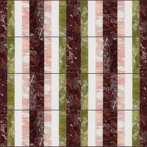 Elizabeth Sutton Bow Rainbow 12 in. x 12 in. Polished Marble Floor and Wall Mosaic Tile (1 sq. ft. / Sheet)