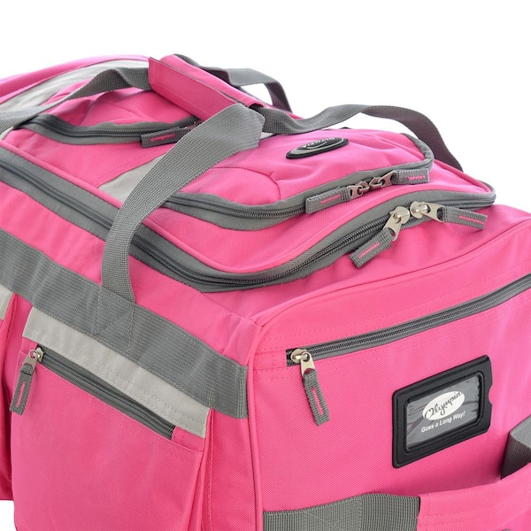 OLYMPIA 22 in. 8 Pocket Rolling Duffel Bag with Retractable Handle, Hot Pink  SRD-22-HP - The Home Depot