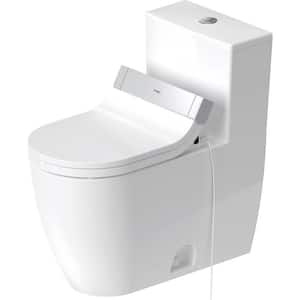 1-Piece 0.92 GPF Dual Flush Elongated Toilet in White Seat Included