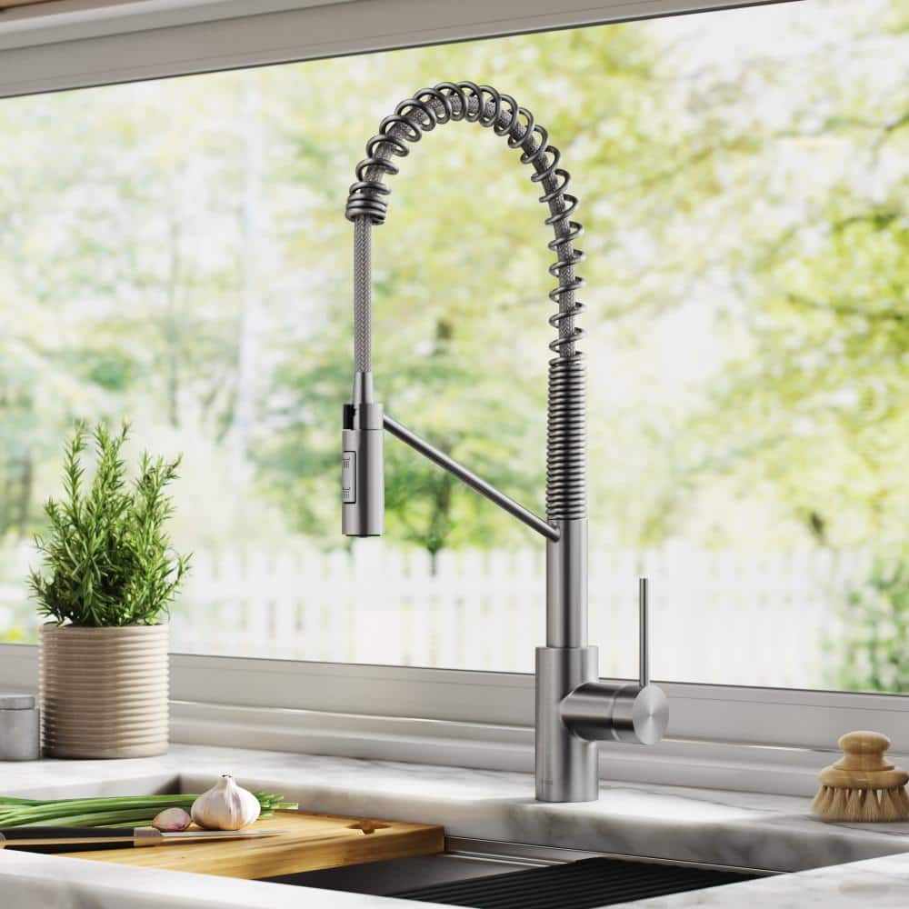 Stainless Steel Commercial Pull-Down Kitchen Faucet with Spray