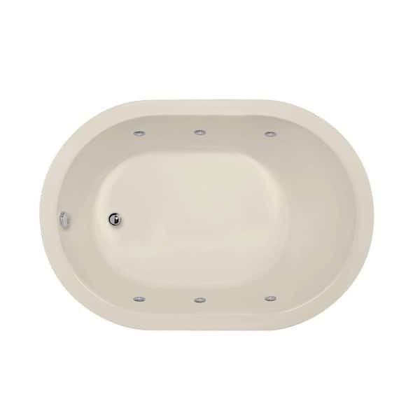 Hydro Systems Valencia 60 in. Acrylic Oval Drop-in Whirlpool and Air Bath Bathtub in Biscuit