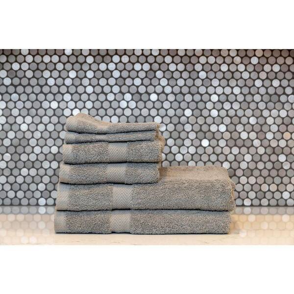 Espalma Deluxe 6-Piece Solid Cotton Bath Towel Set in Frost 881336