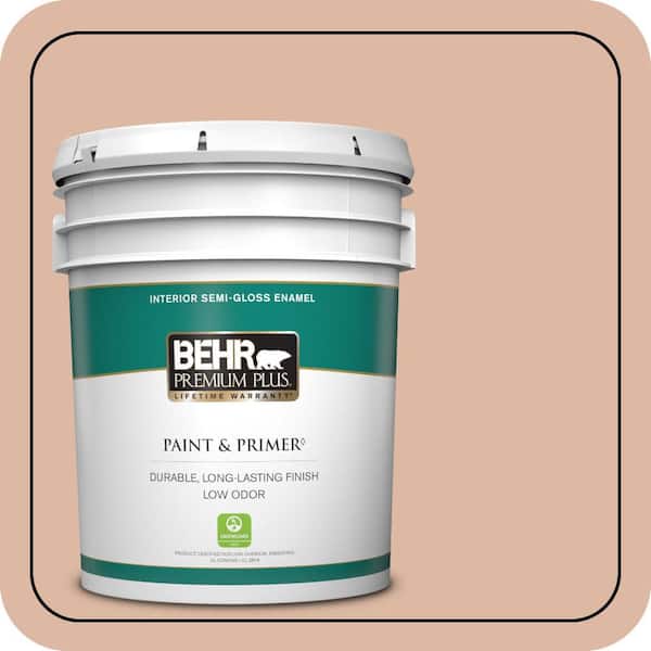 BEHR PREMIUM PLUS 5 gal. #ECC-60-1 Coral Bay Semi-Gloss Enamel Low Odor Interior Paint & Primer