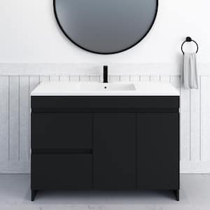 Mace 48 in. W x 20 in. D x 35 in. H Single-Sink Bath Vanity Left Side Drawers in Black with Acrylic Integrated Top