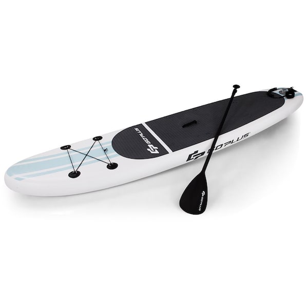 Costway 13 in. White PVC Inflatable Stand Up Paddle Board SUP with 