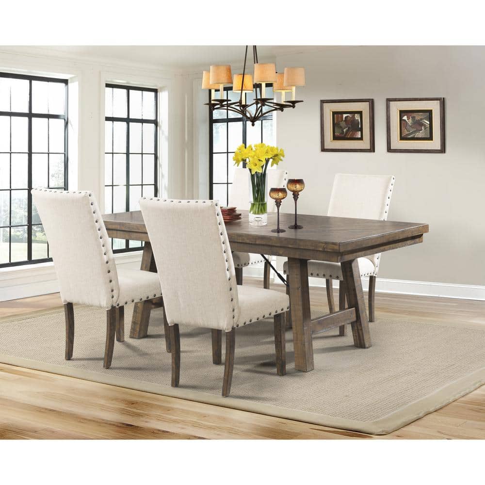 Picket House Furnishings Dex 5-Piece Dining Set-Table 4 Upholstered Side Chairs, Smokey Walnut -  DJX100S5PC