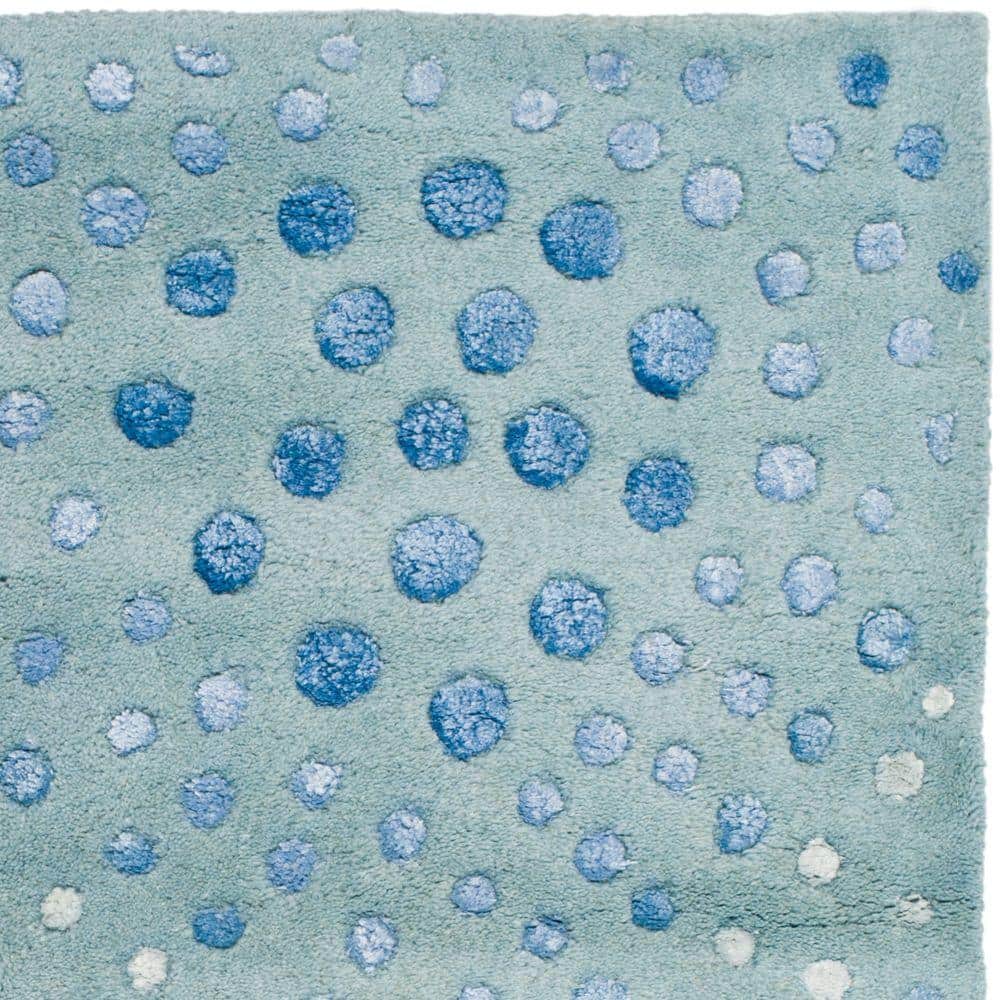Light Blue Wool and Viscose Tufted Handmade Rug, 2' x 3'