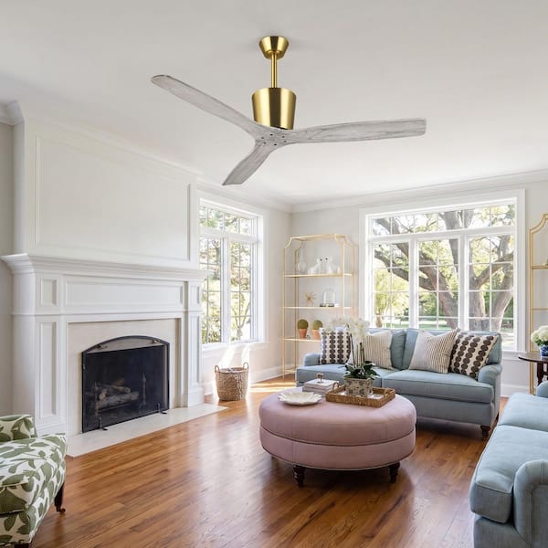 Parrot Uncle 54 in. Gold Downrod Mount Standard Ceiling Fan with