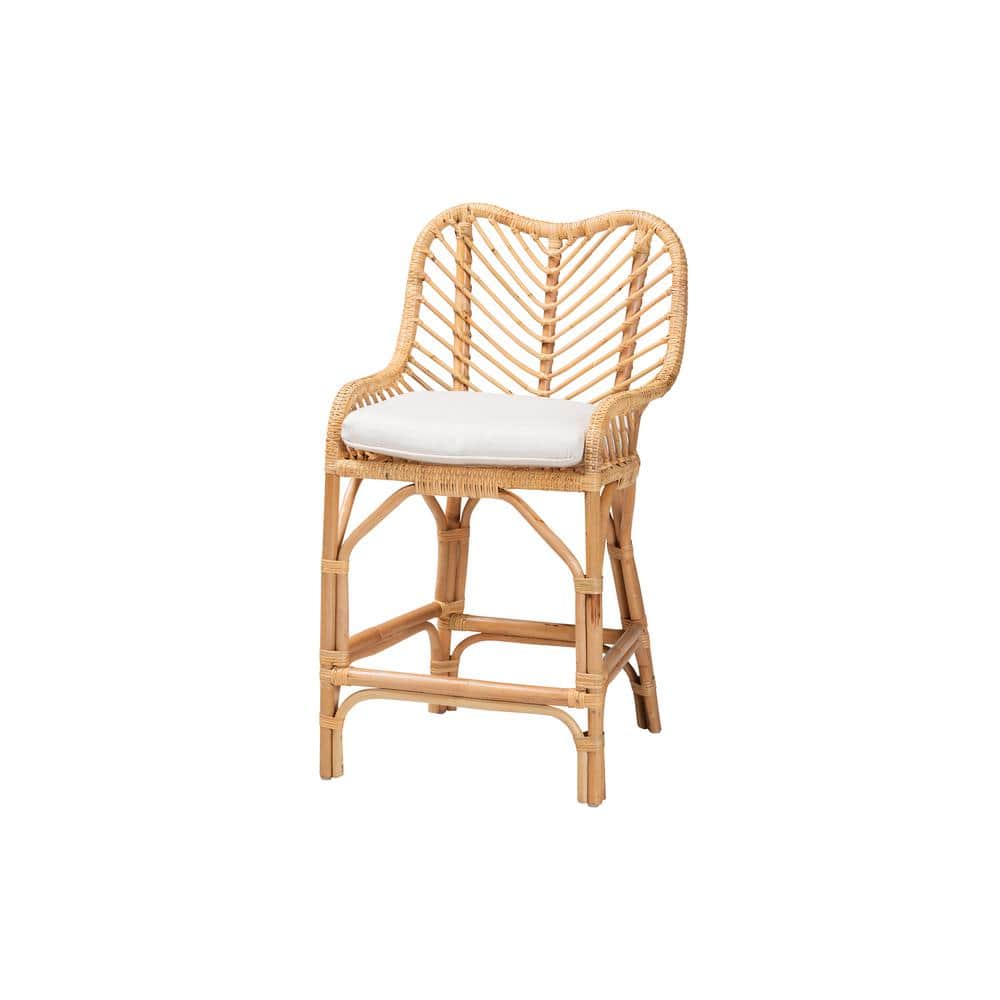 Arween Handcrafted Natural Brown Rattan Bohemian Counter Stool