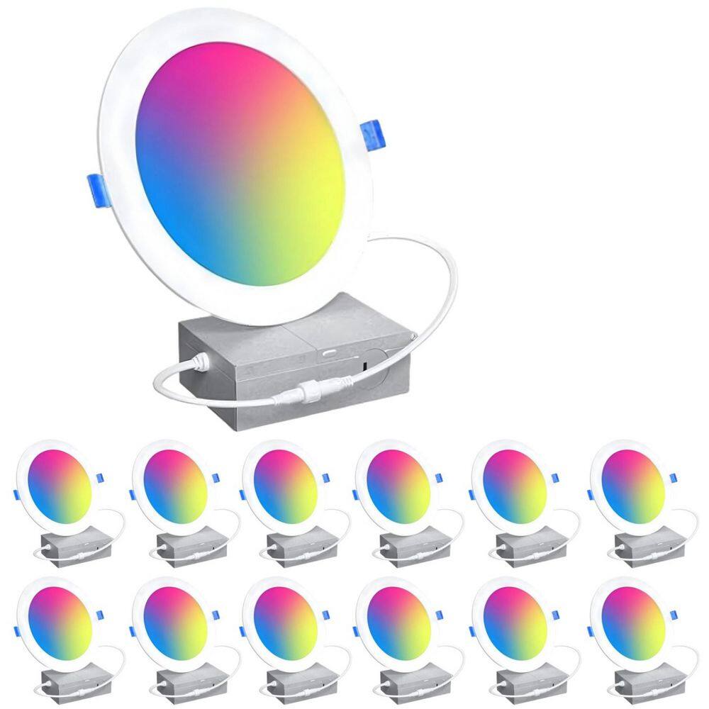 4 in. Color Changing Plus Tunable White Slim Canless Smart Wi-Fi LED Recessed Downlight 800 Lumens Wet Rated (12-Pack) price history on PriceWatchPro