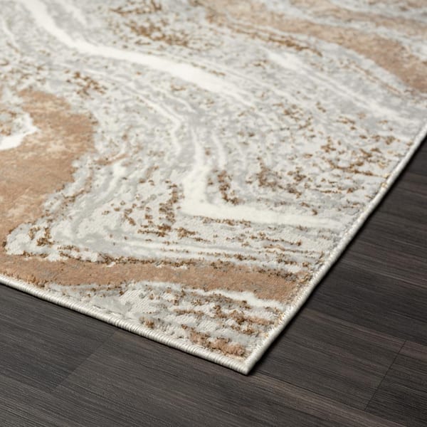 Luxe Weavers Marble Abstract Area Rug, Beige / 4x5