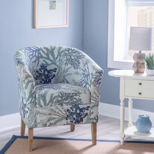 Anthony Multi-Colored Coral Print Polyester Fabric Accent Club Chair