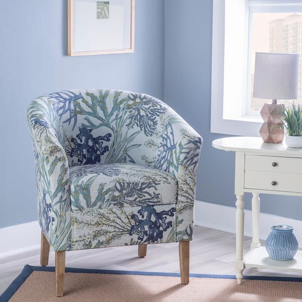 Anthony Multi-Colored Coral Print Polyester Fabric Accent Club Chair