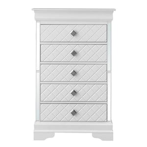 Verona 5-Drawer Silver Champagne Chest of Drawers (48 in. H x 31 in. W x 16 in. D)