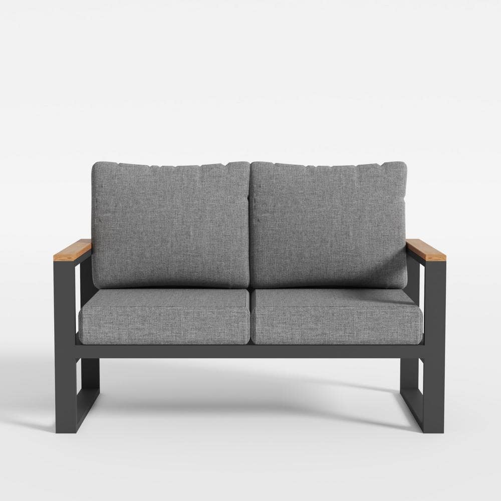 Patio Aluminum Loveseat Sofa, Outdoor Loveseat Chair with Grey Cushions, Grey price history on PriceWatchPro
