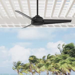 Trimaran 52 in. Outdoor Matte Black Ceiling Fan with Wall Control Included For Patios or Bedrooms