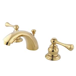 Vintage Mini-Widespread 4 in. Centerset 2-Handle Bathroom Faucet with Plastic Pop-Up in Polished Brass