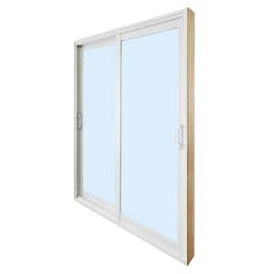 Stanley Doors 32 in. x 80 in. Neo-Deco Zinc Full Lite Painted White Left-Hand Inswing Steel Prehung Front Door, Prefinished White/Zinc Glass Caming