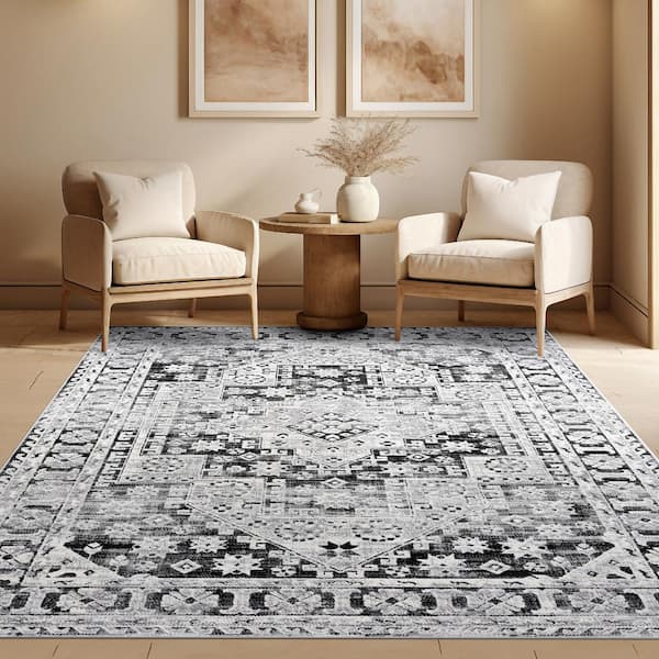 Alpha Black 8 ft. x 10 ft. Abstract Indoor Area Rug