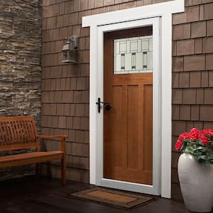 3000 Series 32 in. x 80 in. White Left-Hand Full View Interchangeable Aluminum Storm Door with ORB Hardware