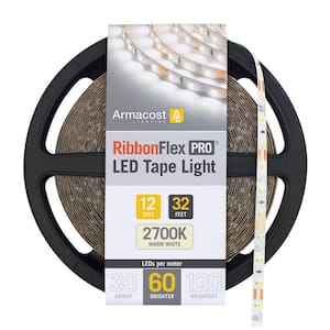 RibbonFlex Pro 32.8 ft. 12-Volt White Tape Strip Light 60 LEDs/m Soft White (2700K)