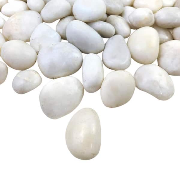 0.5 cu. ft. White Polished Decorative River Rock Bag White Garden Pebbles 40 lbs. Bag (1-Pack)