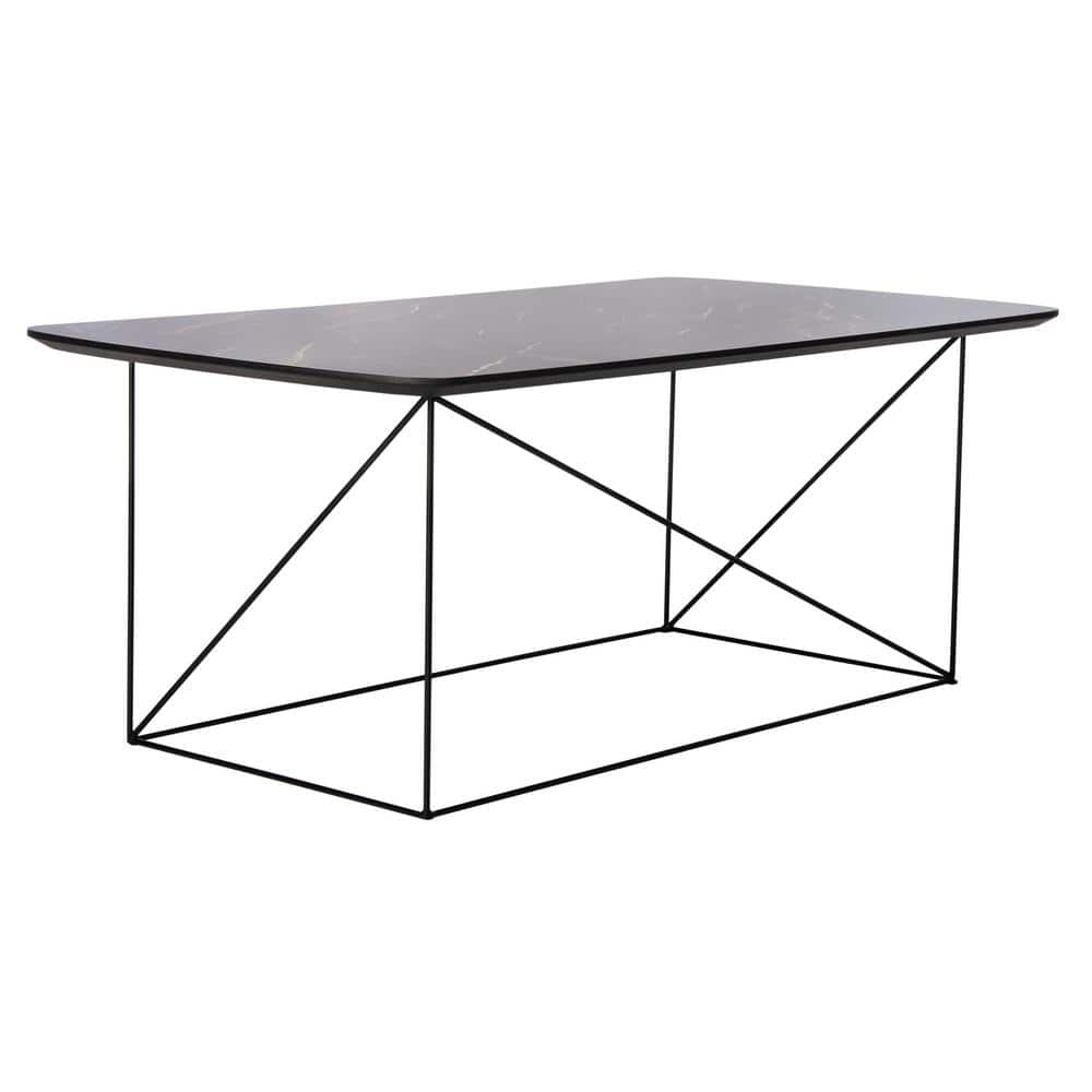 Transitional Black & Gray Rectangular Wood Coffee Table