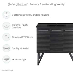 Annecy 36 in. W Black Walnut Bathroom Vanity in Black with Ceramic Sink Top