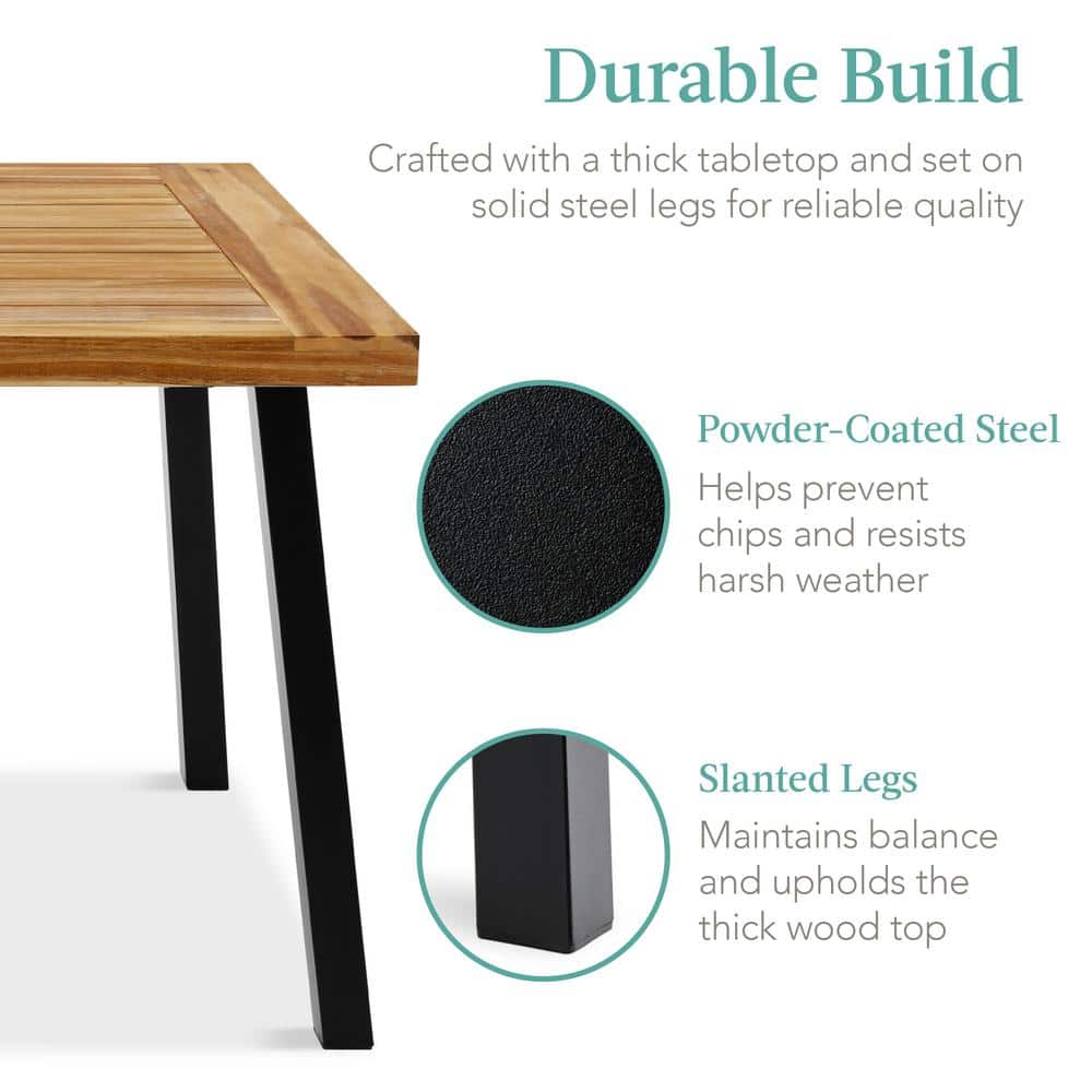 Rustic Acacia Wood 6-Person Dining Table with Metal Legs