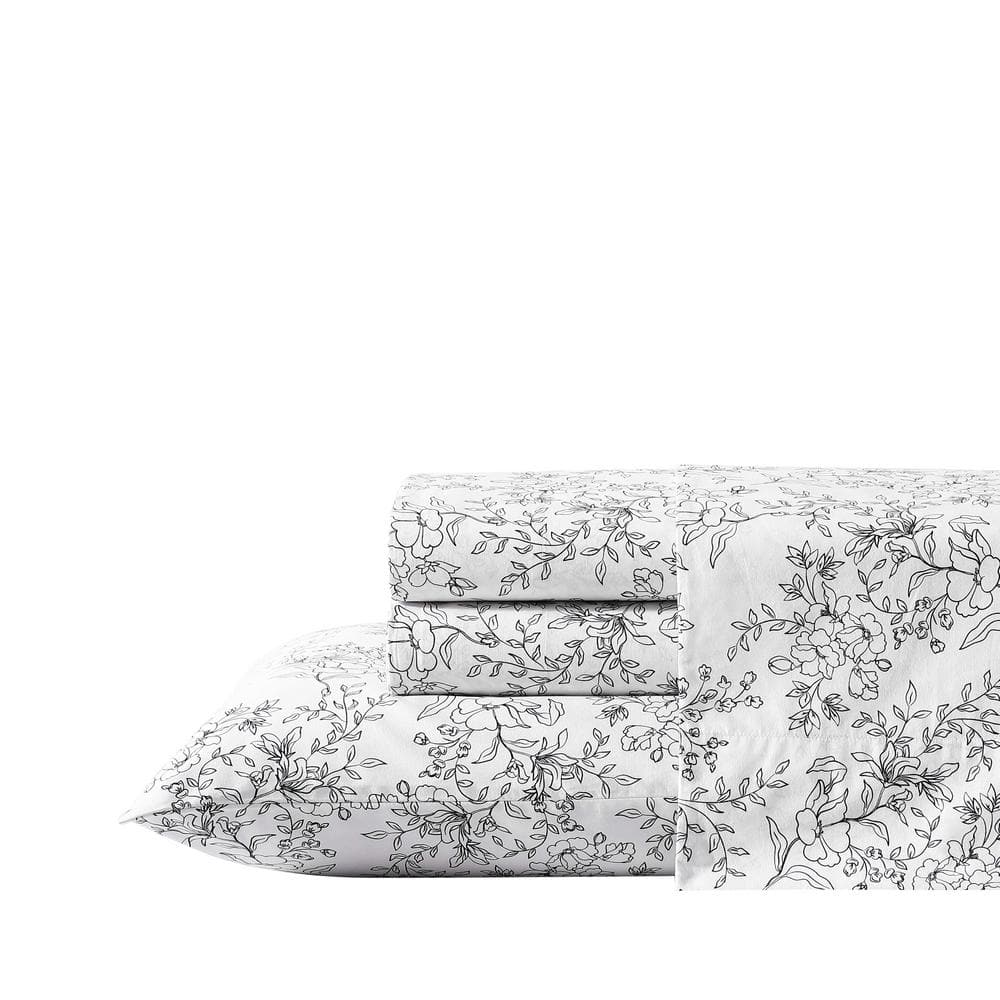 Hawley Floral 3-Piece White Cotton Twin Sheet Set price history on PriceWatchPro