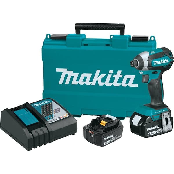 Makita 18-Volt LXT Lithium-Ion Brushless 1/4 in. Cordless Impact Driver Kit with (2) Batteries 4.0Ah, Charger, Hard Case