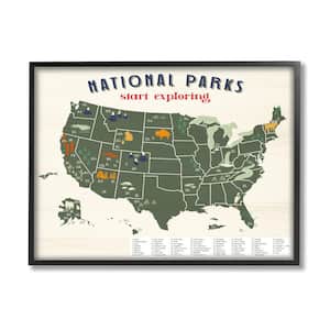 National Park Map Numbered Key United States by Daphne Polselli Framed Print Abstract Texturized Art 24 in. x 30 in.
