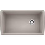 DIAMOND Silgranit Undermount Granite Composite 33.5 in. Single Bowl Kitchen Sink in Concrete Gray