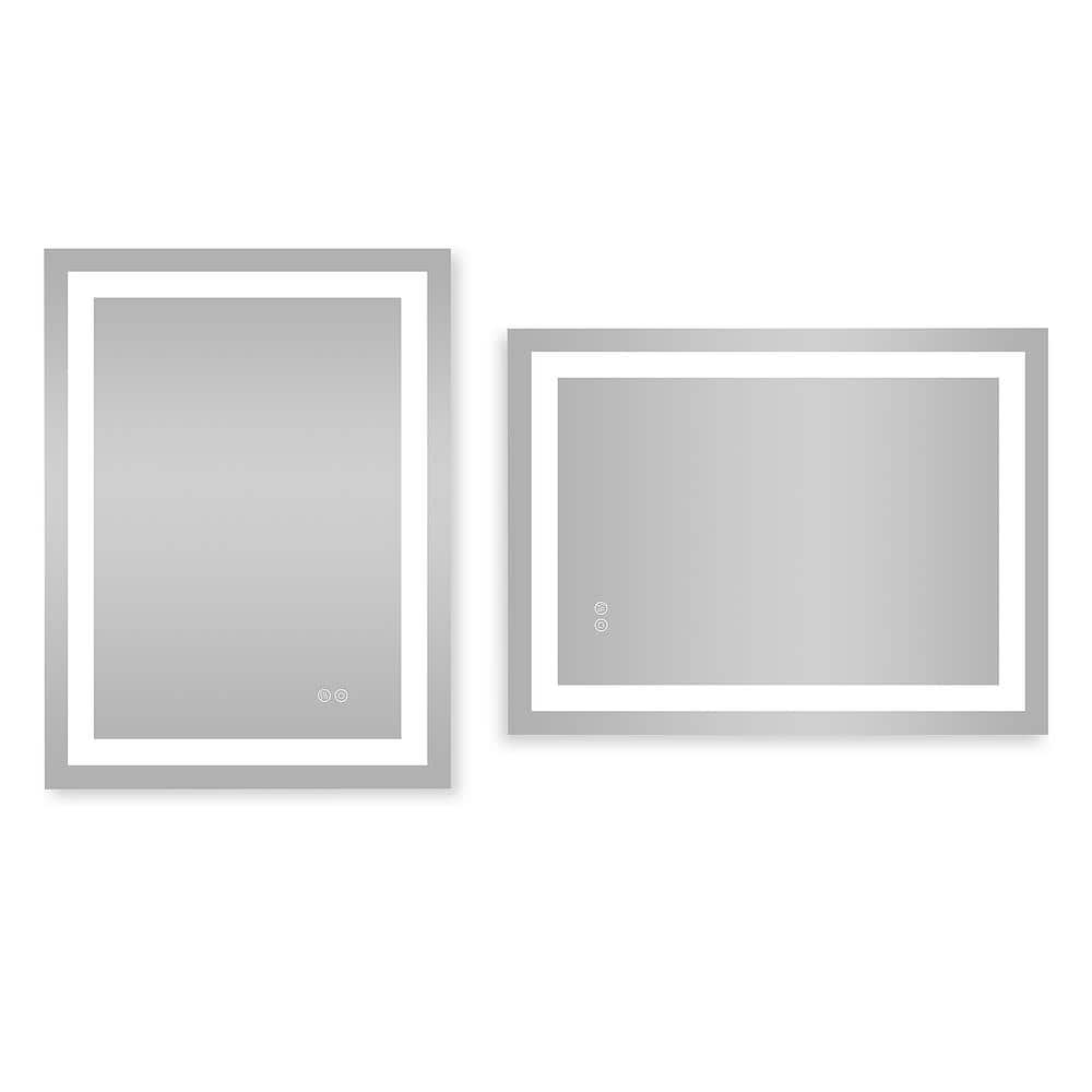 WELLFOR 32 in. W x 24 in. H Rectangular Frameless Dimmable Lighted Wall