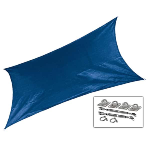Coolaroo 12 ft. x 10 ft. Cobalt Blue Rectangle Ultra Shade Sail with Kit