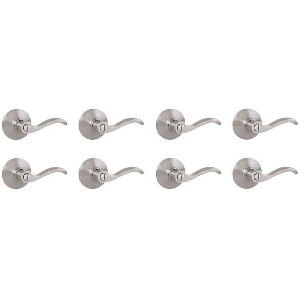 Naples Satin Nickel Bed/Bath Door Lever 8-Pack