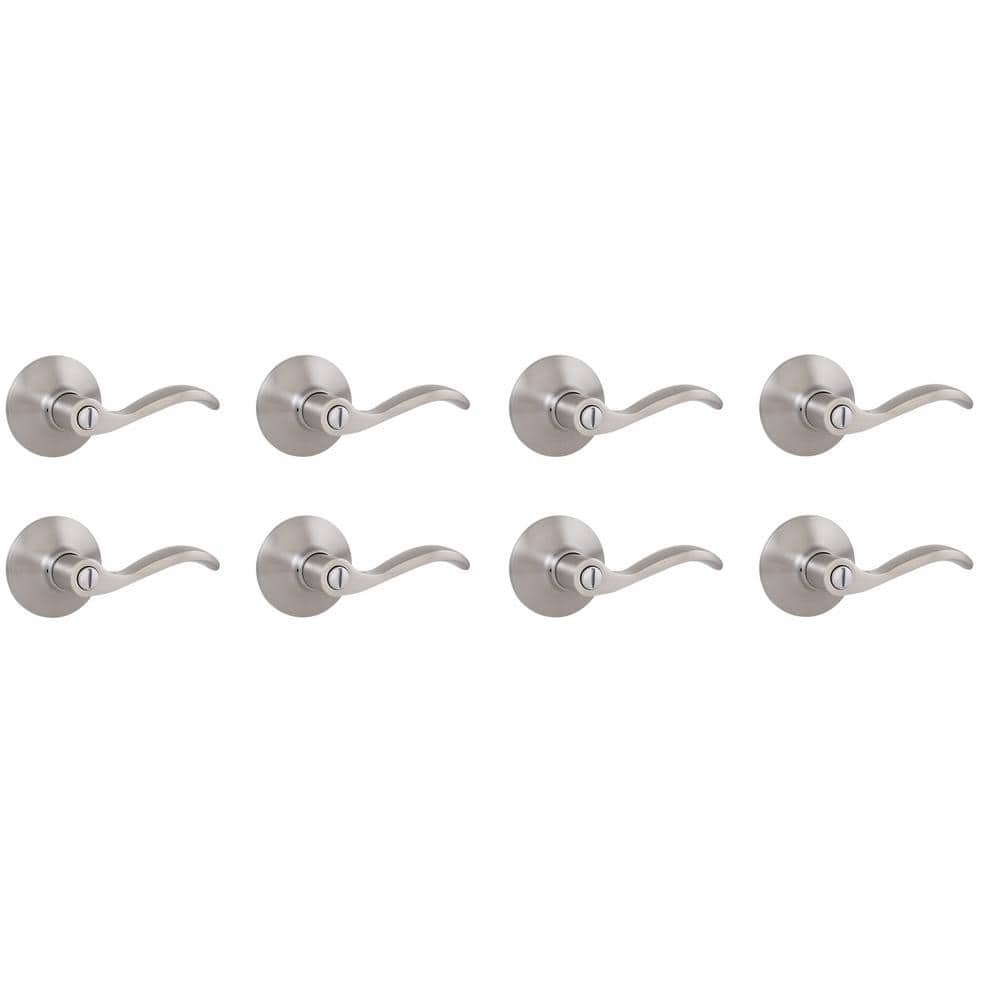 Naples Satin Nickel Bed/Bath Door Lever 8-Pack