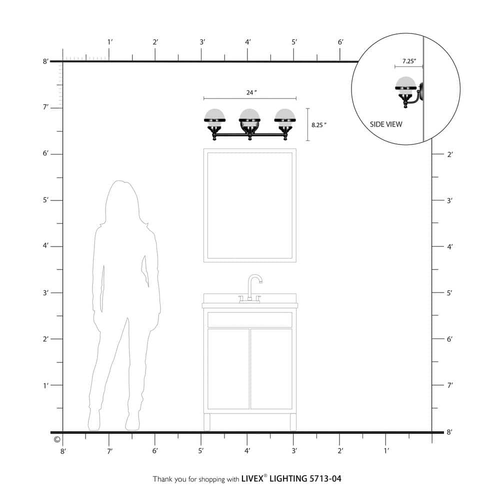 Oldwick Sleek 3-Light Vanity Sconce with Satin Opal White Glass