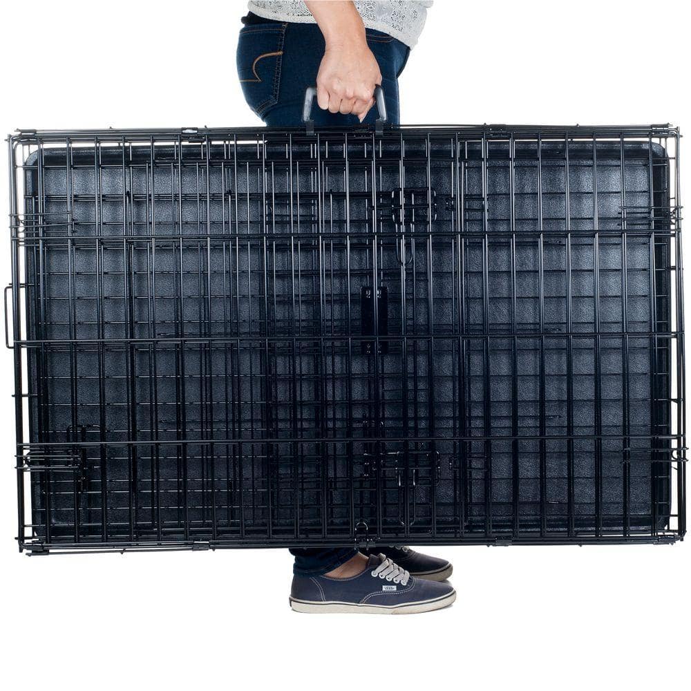 Extra Large Black Metal 2-Door Foldable Dog Crate Cage