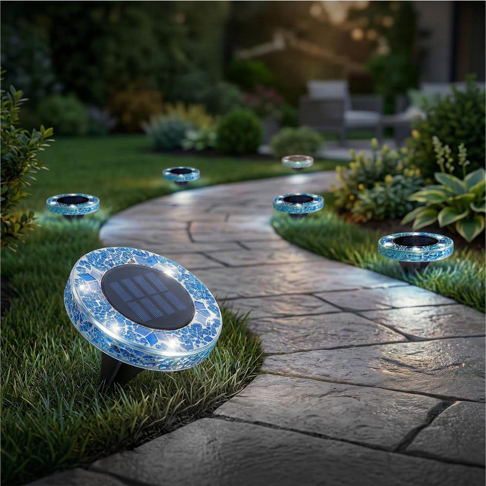 Bell + Howell Mosaic Disk Lights Low Voltage Blue Solar Powered